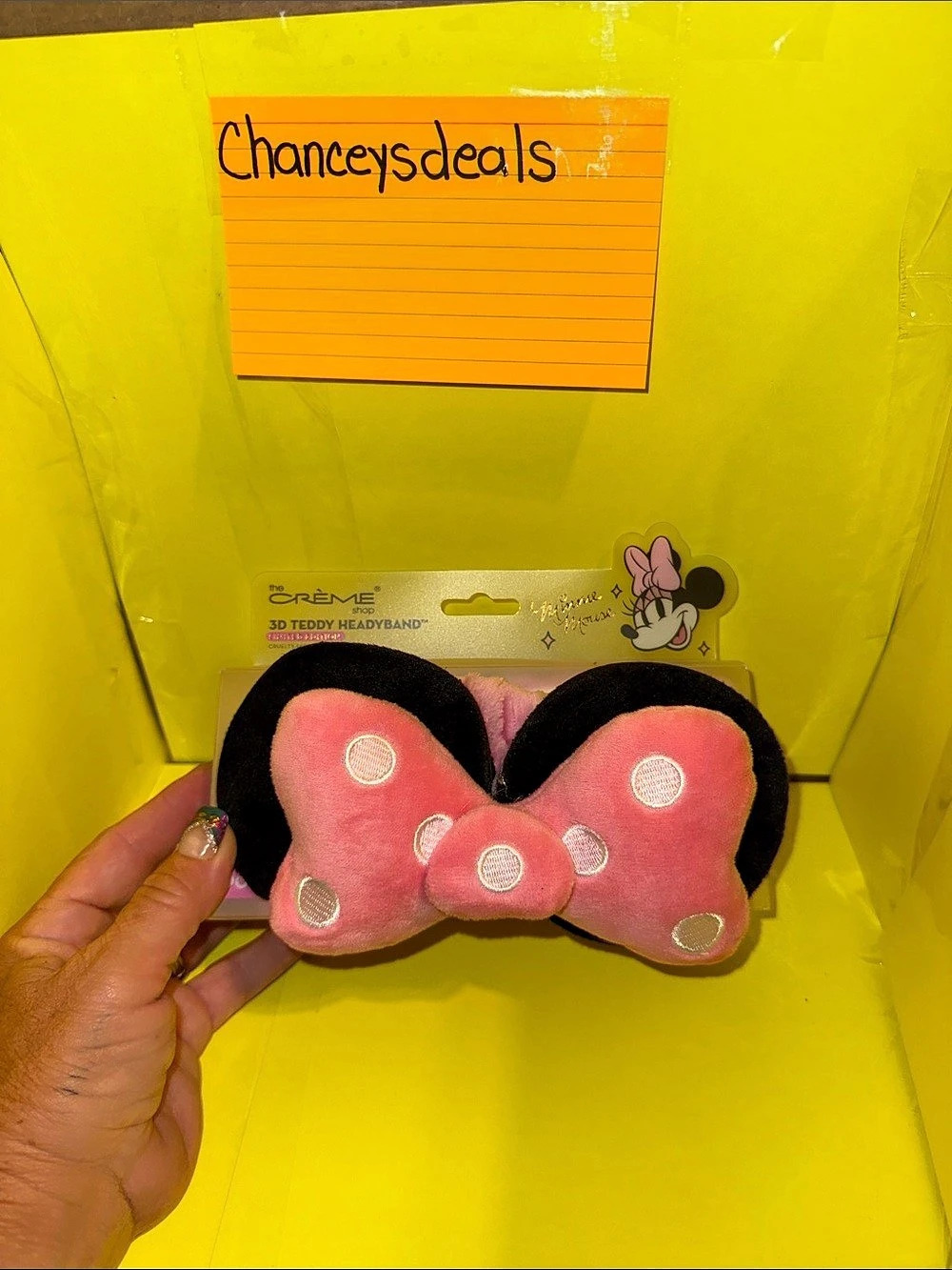 The Crème Shop Minnie Mouse Plush Spa Teddy Headband Pink & Black NWT